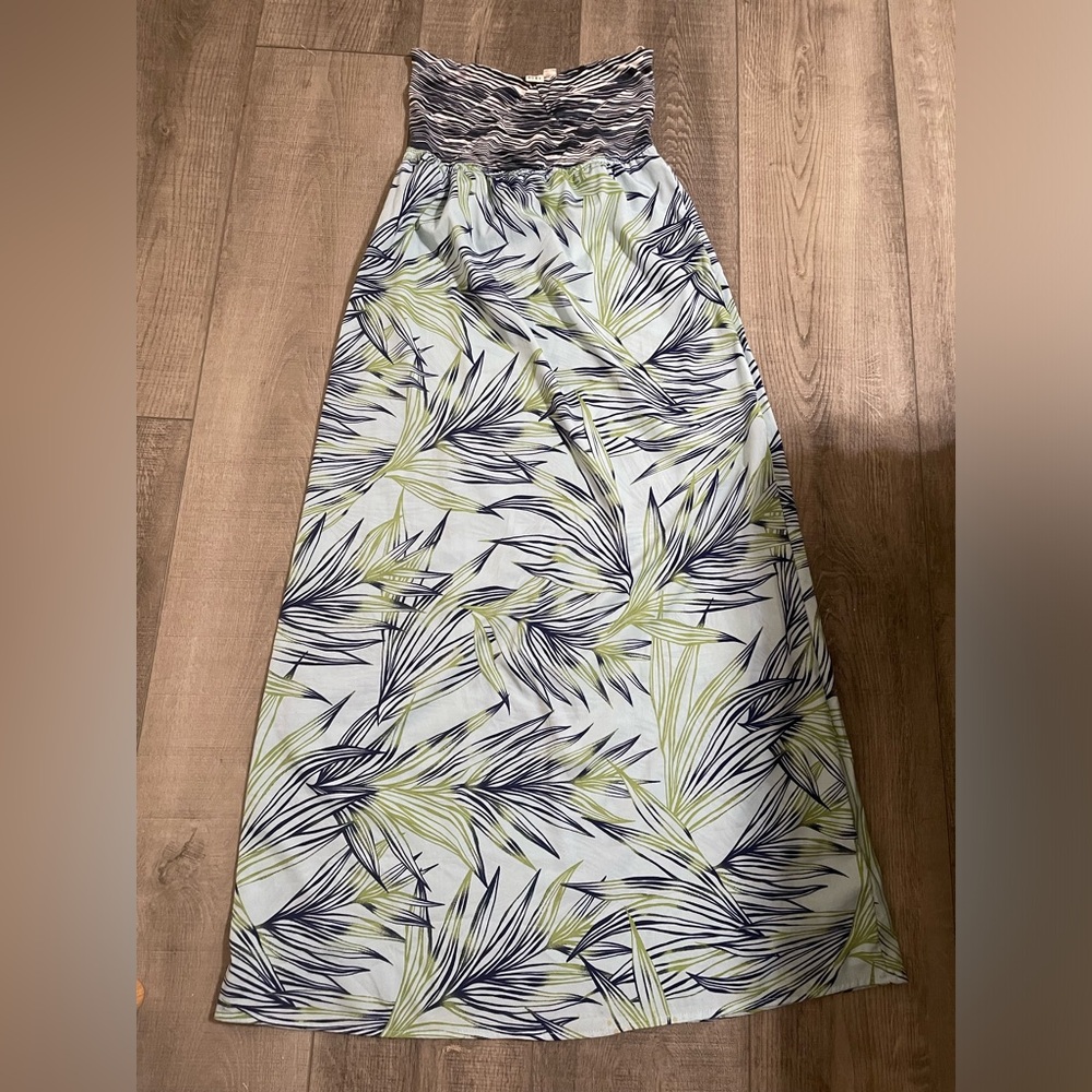 Roxy Green and Blue Strapless Sundress Resort Wear